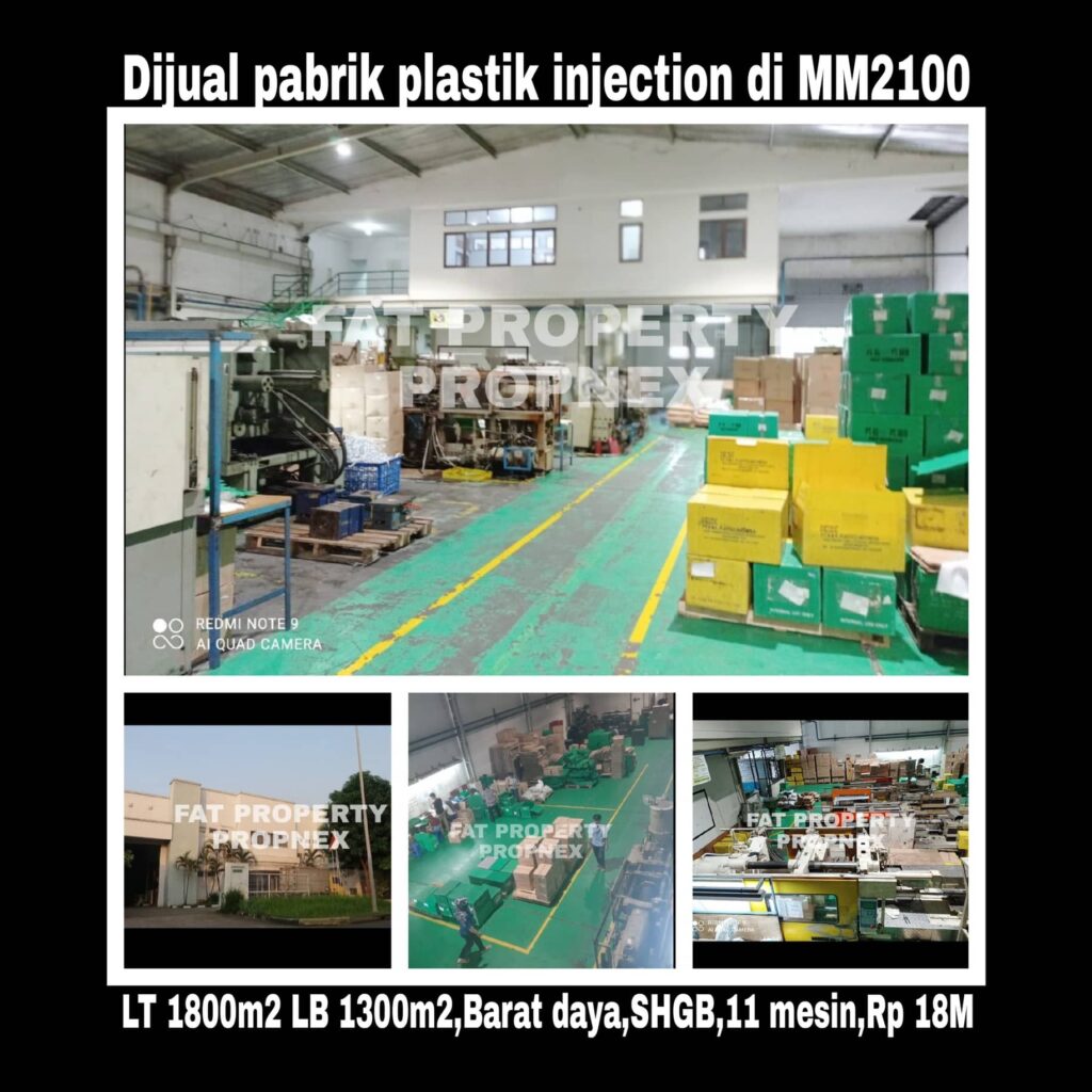 Dijual pabrik plastik injection di Kawasan Industry MM2100,Cibitung,Bekasi.
