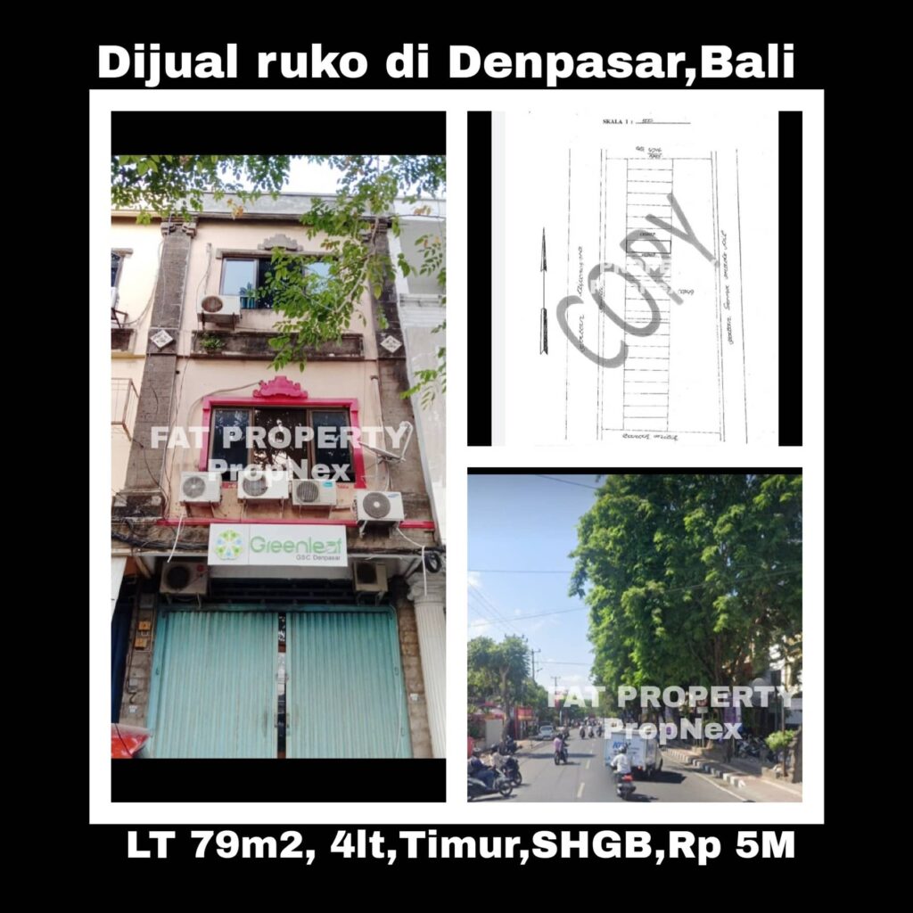 Dijual ruko di kompleks Pertokoan Diponegoro Indah jln Diponegoro 135 no 14,Denpasar,Bali.