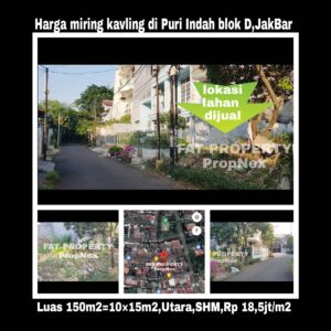 Dijual kavling hunian di Puri Indah Blok D2 no 9,Jakarta Barat.