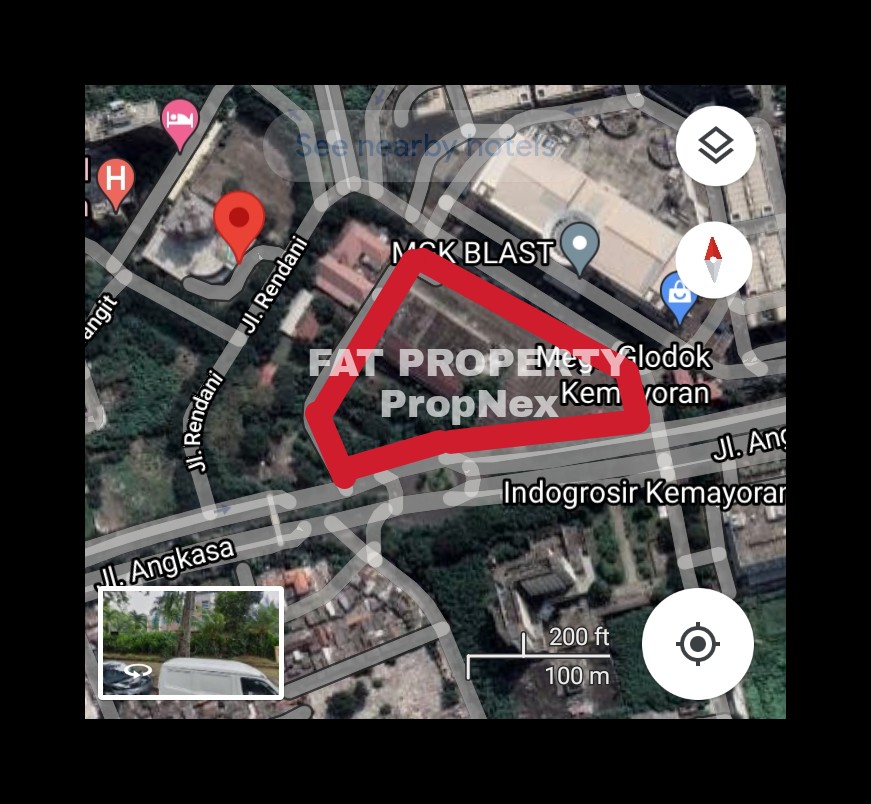 Dijual lahan komersil hoek di Jl Angkasa dan Jl Rendani,Kemayoran,Jakarta Pusat.