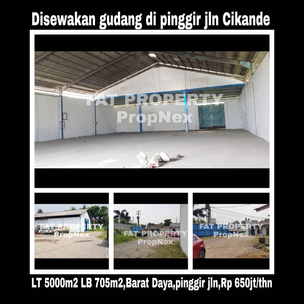 Disewakan gudang di pinggir jalan Cikande,hny 2km dr pintu tol Cikande.