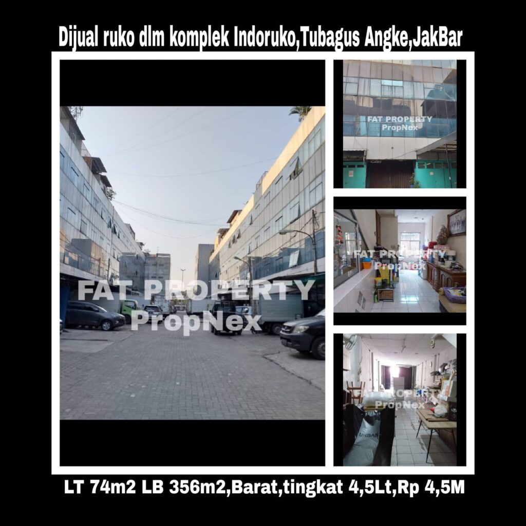 Dijual ruko di komplek Indoruko, Jln Tubagus Angke.